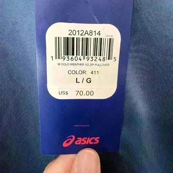 ASICS 1/2 Zip Cold Weather Pullover NWT Women’s Large Blue Longsleeve - Picture 2 of 3